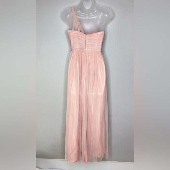 Amsale Evening Dress Long One Shoulder Powder Pink Size 2 - Picture 5 of 12